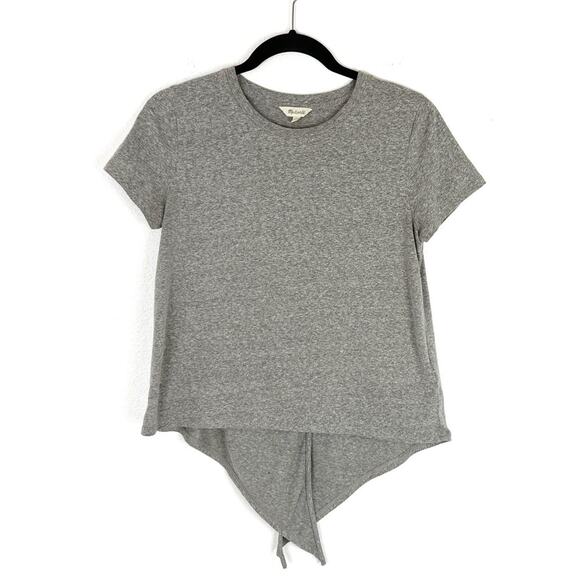 Madewell Split Knot Tee Shirt Top Crew Neck Neutral Comfy Heather Gray Small - Picture 3 of 7